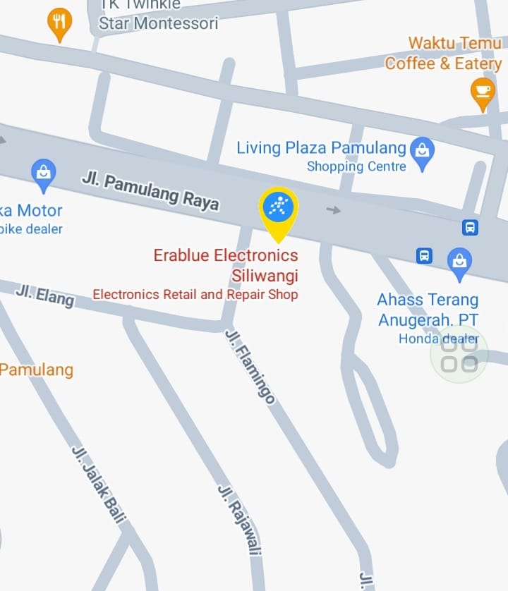 Peta ke toko EraBlue di  Jl. Siliwangi Blok F1, F2, F4 Kel. Pamulang Barat, Kec. Pamulang, Kota Tangerang Selatan